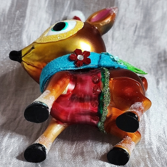 BestPysanky Santa Rudolph Reindeer Whimsical Glass Vintage Christmas Ornament - Picture 7 of 8